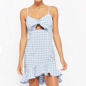 Blue and white gingham dress